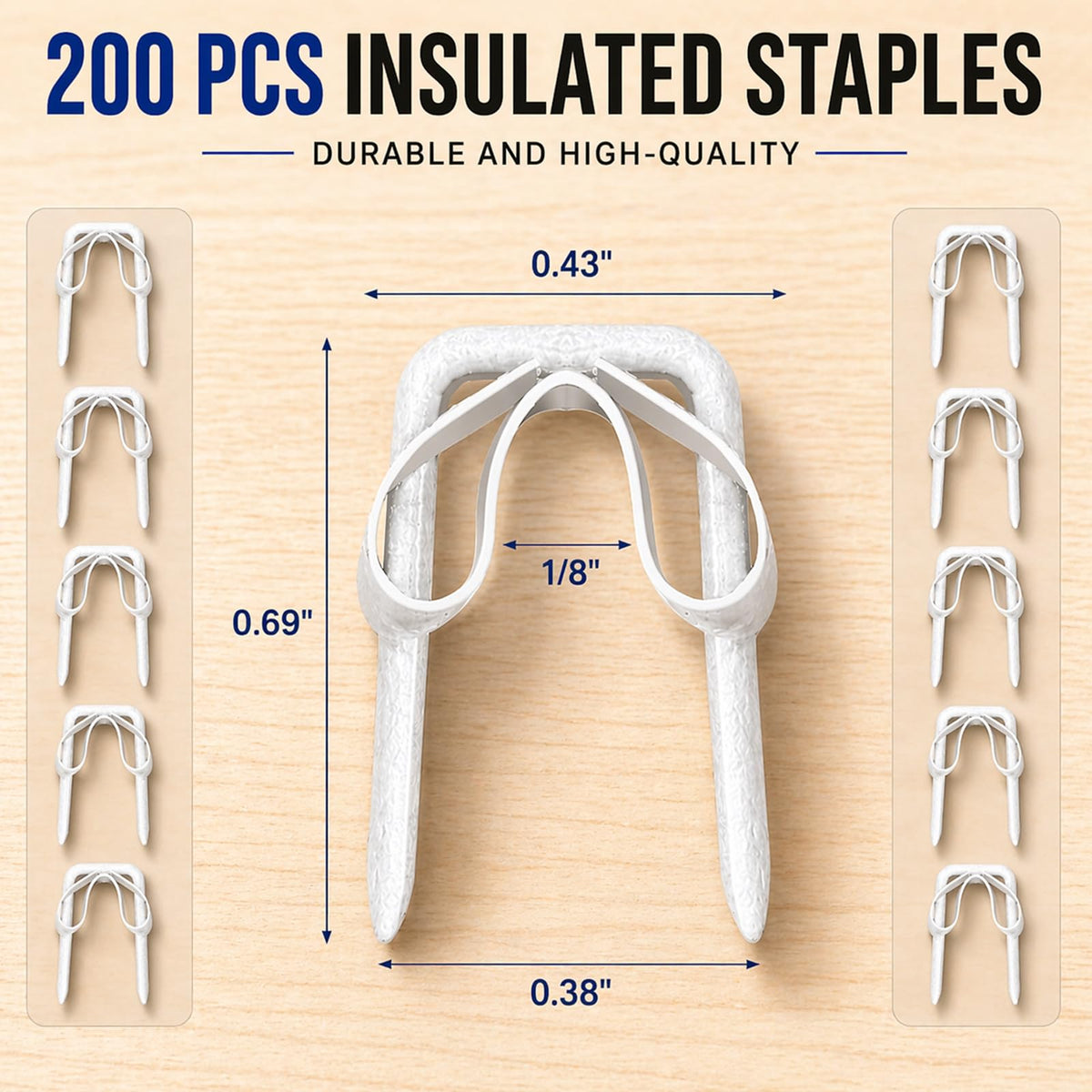 Tandefio wire staples enabling quick installation and firm cable fixation