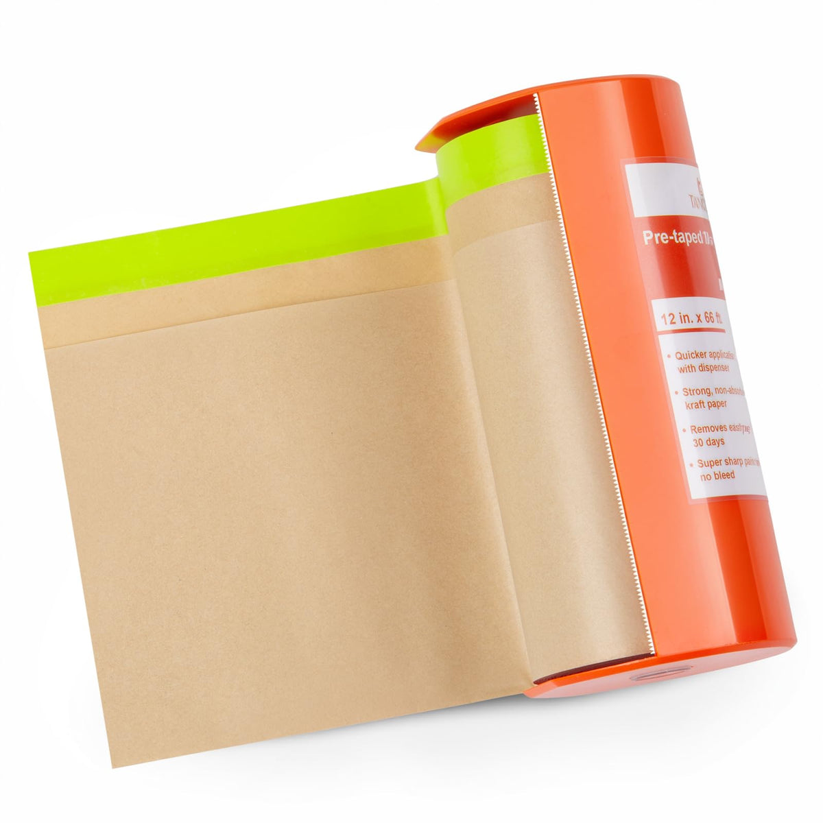 Tangibay dispenser and masking paper ready for fast, clean edge protection during home painting.