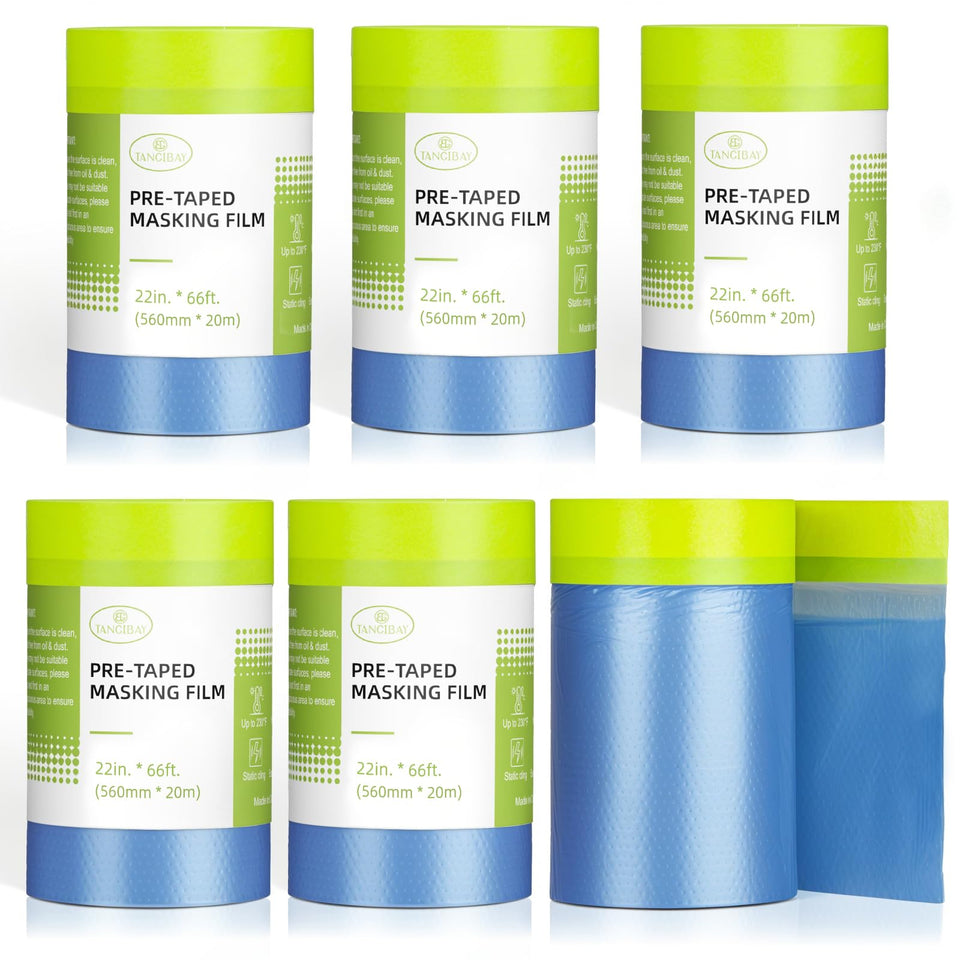 Tangibay pre-taped masking film protects car paint with sharp lines and easy removal