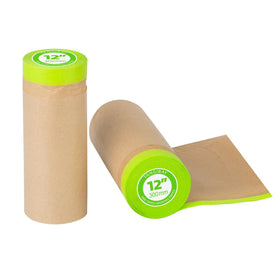 Tangibay pre-taped masking paper roll covering surfaces for painting projects.