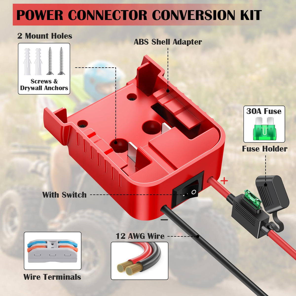 TANHEYIN 18V adapter illustrating heat-resistant 12AWG wiring.