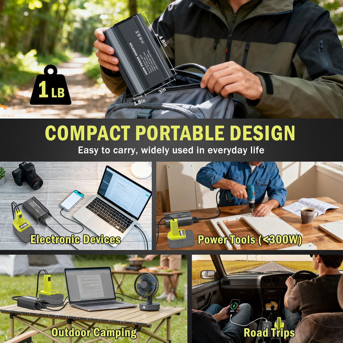 Compact TANHEYIN inverter with cooling fan for everyday use