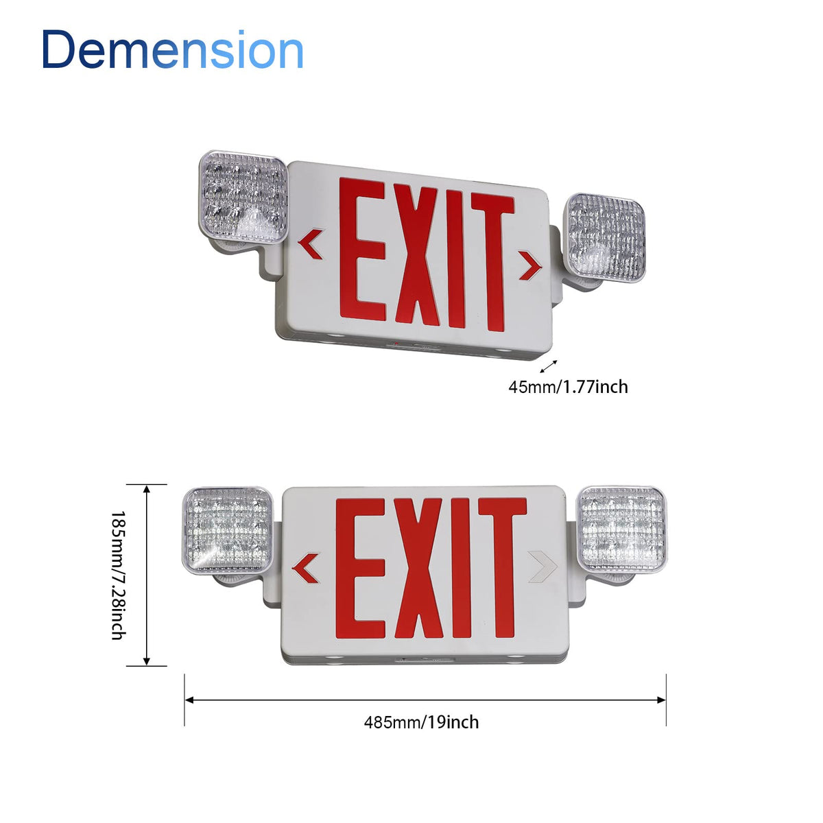 TANLUX LED exit light provides bright illumination up to 100 feet.