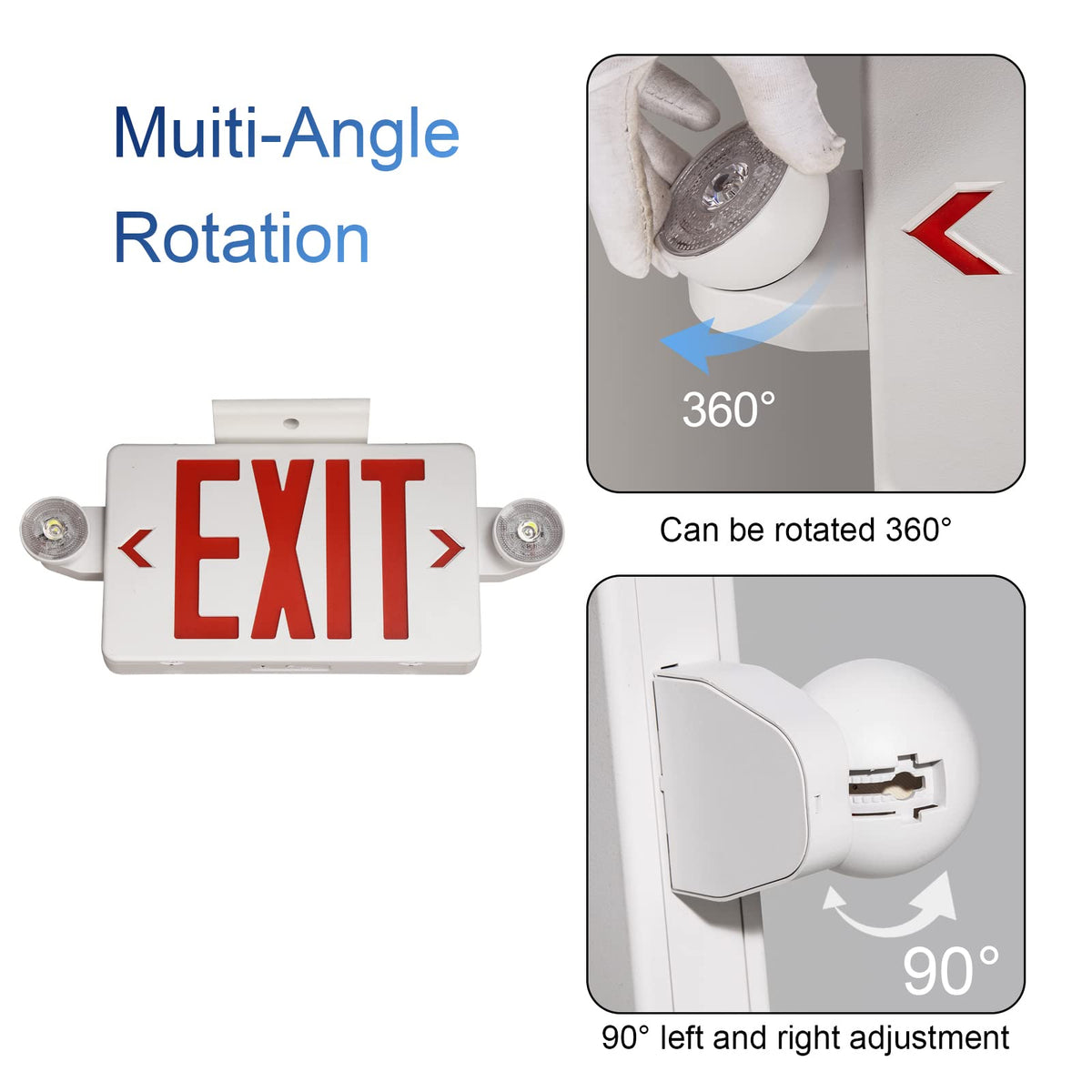 TanLux red exit sign back mount with canopy for easy installation.
