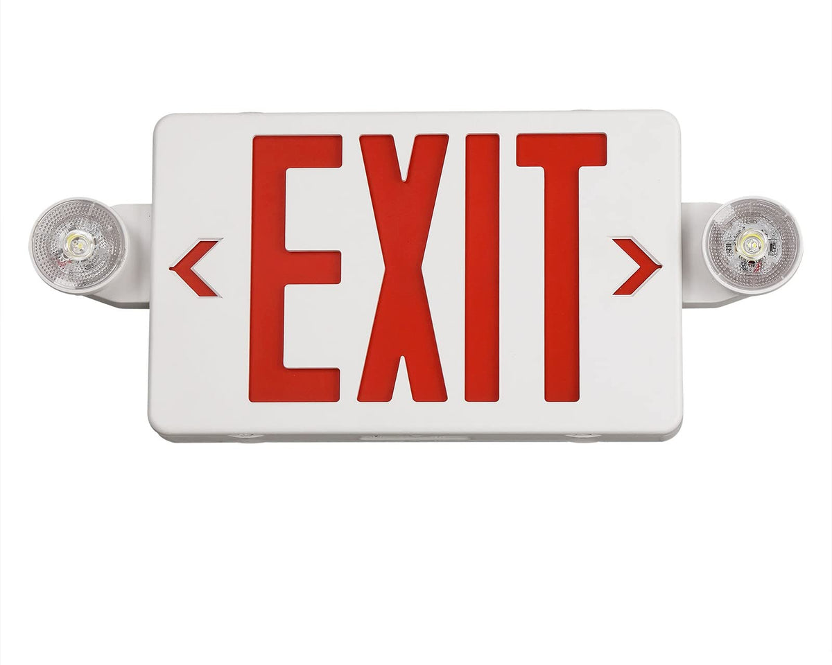 TanLux red exit sign front view with high-visibility LED.