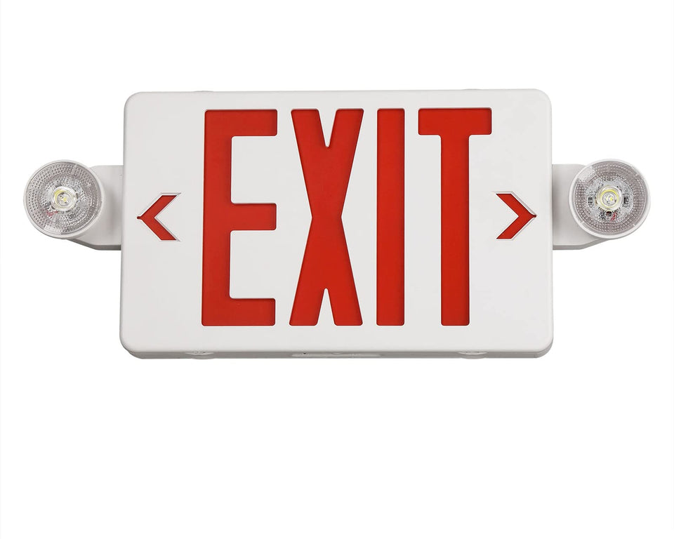 TanLux red exit sign front view with high-visibility LED.