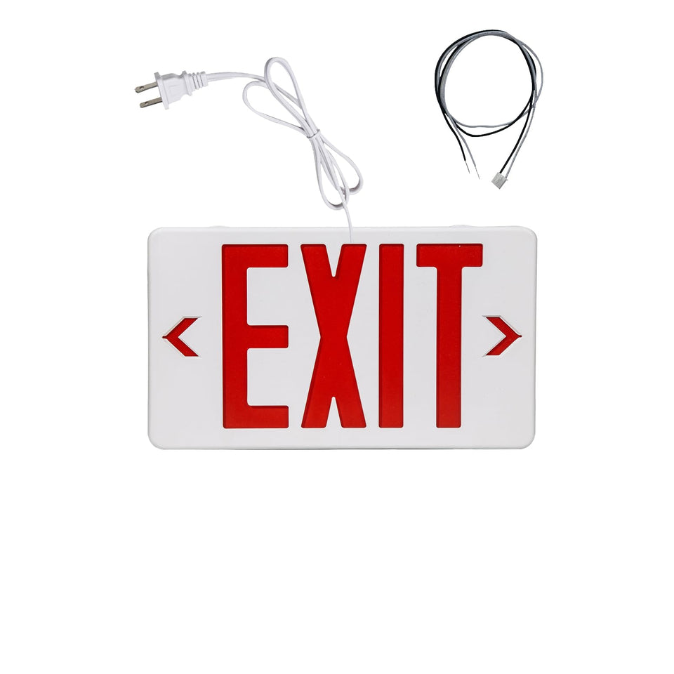 TANLUX red exit sign with plug-in cord for clear egress visibility