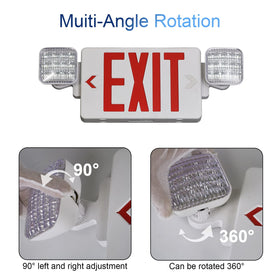 TANLUX red exit sign side mount, versatile for hallways and stairwells.