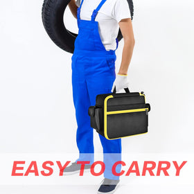 Tanmqin car storage bag keeps inflator and accessories organized for emergencies.