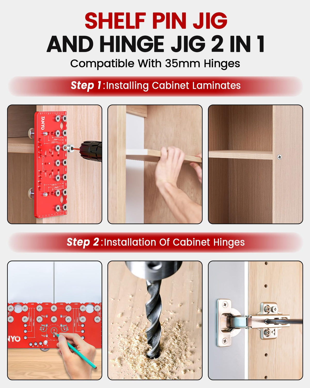 TANYO adjustable hinge margin adapts to multiple hinge styles for flexible projects.