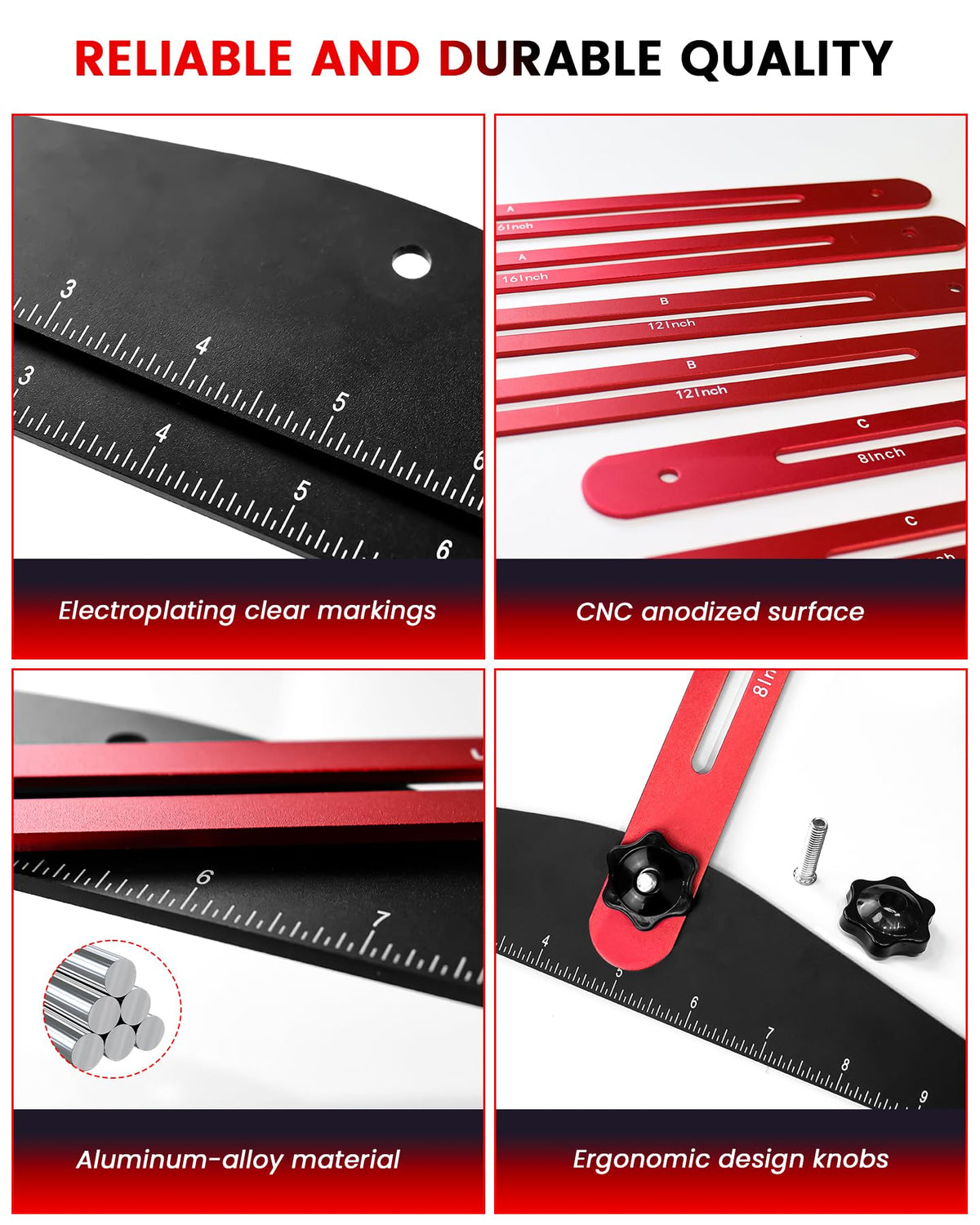 TANYO damping option with elastic gaskets prevents slip and protects the ruler.