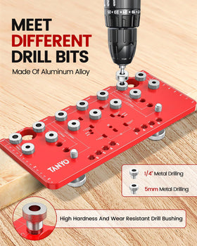 TANYO hinge jig 35mm module enables accurate hinge alignment for kitchen cabinets.