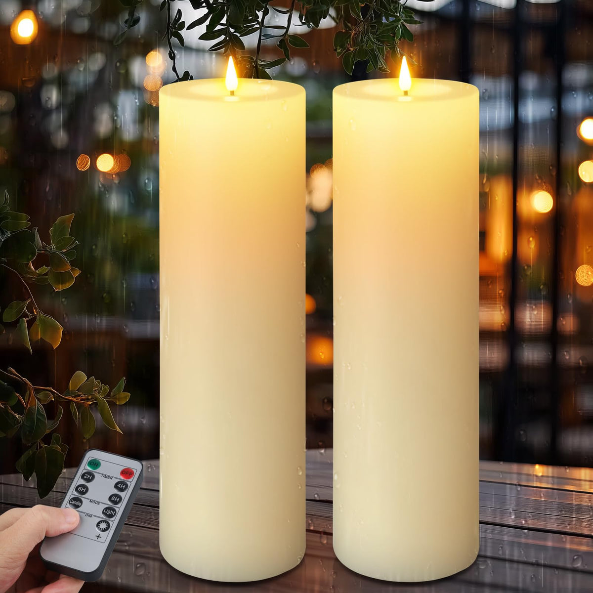 TaoFiaCo outdoor ivory candle with 14-inch height for porch ambiance