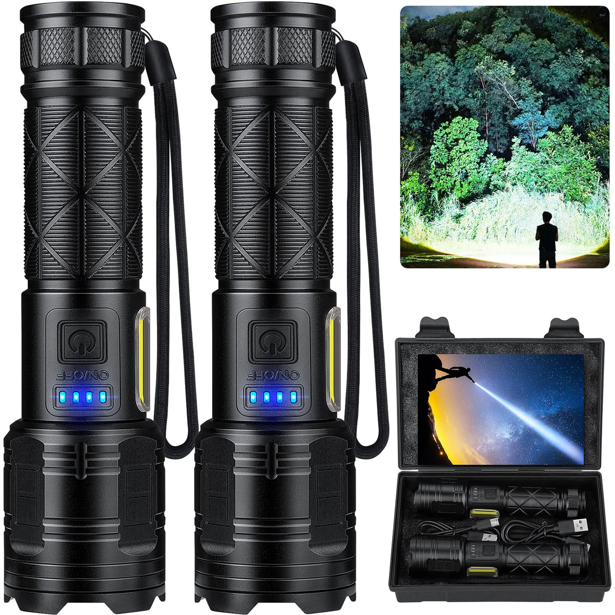 taoqwe rechargeable LED flashlight with high-lumen beam for outdoor lighting