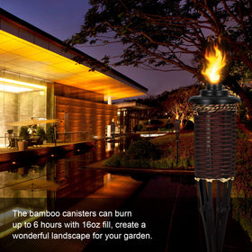 TaoTazon fiberglass wick torch canister for durable, repeated outdoor use.