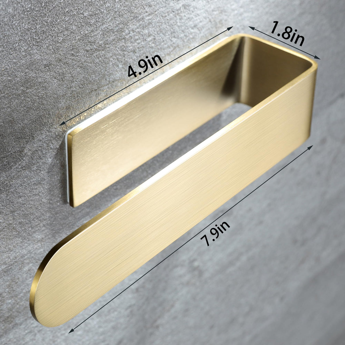 Gold Taozun towel holder blends with decor in a bright bathroom