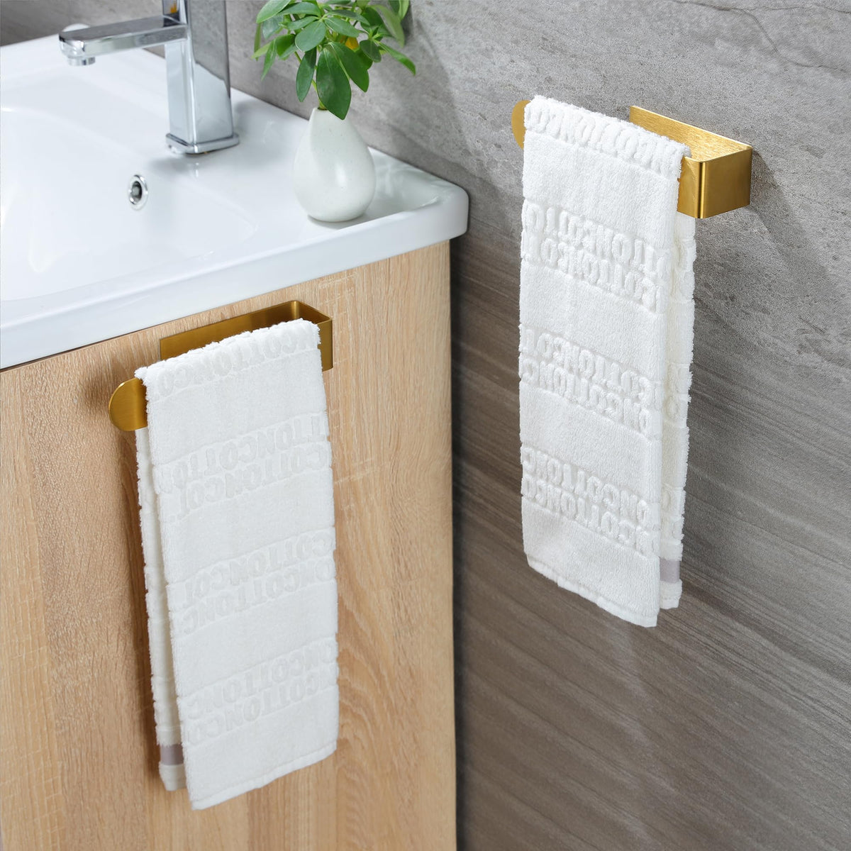 Two Taozun towel racks installed in bathroom and kitchen for convenience