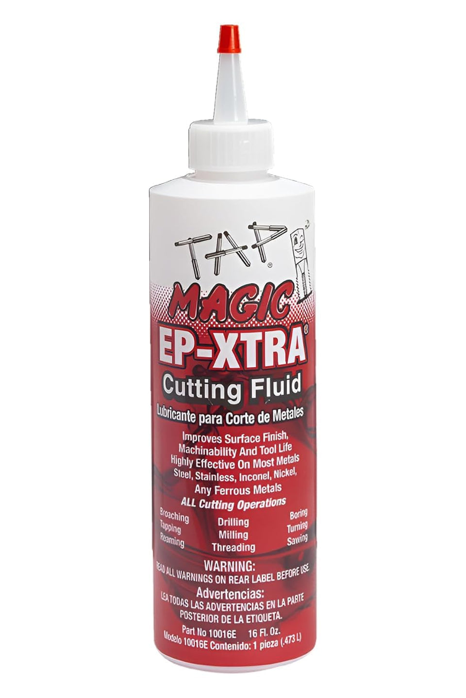Tap Magic EP-Xtra 16 oz bottle with precision tip for versatile metalworking lubrication