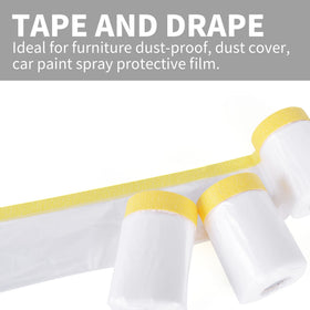 Tapebear drape film covers furniture and floors with durable, dust-resistant protection.