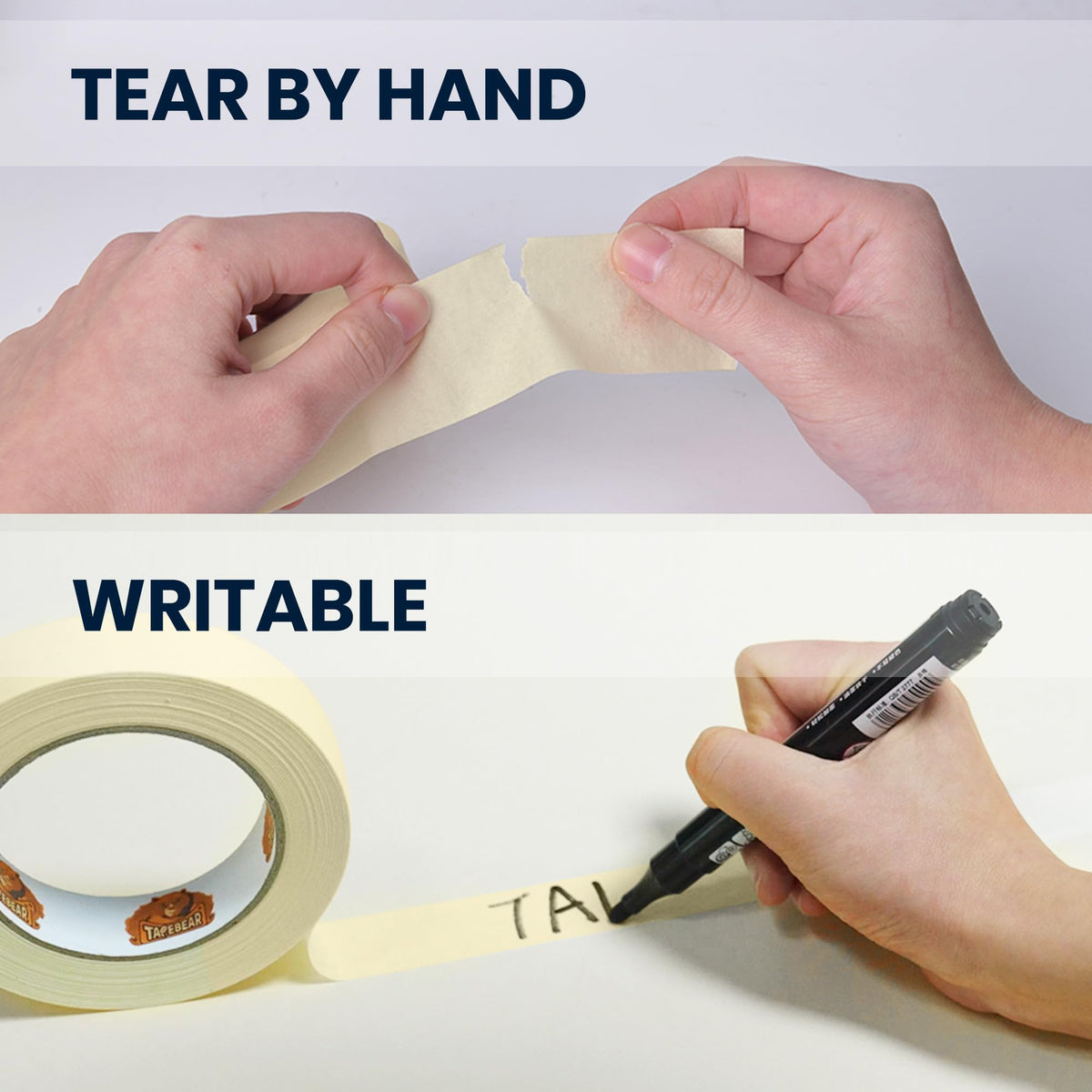 Tapebear beige tape used in classrooms for labeling and organizing projects.