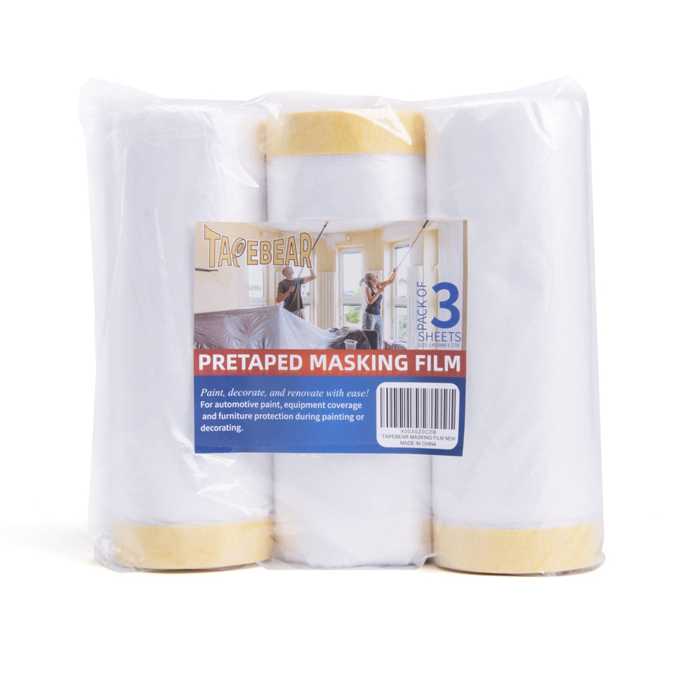TAPEBEAR masking film roll cover for quick setup and surface protection.