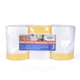 Tapebear pre-taped masking film roll protects surfaces during painting projects.