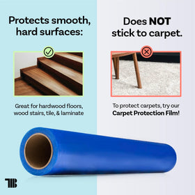 TapeManBlue blue floor film on hardwood and tile keeps floors safe.
