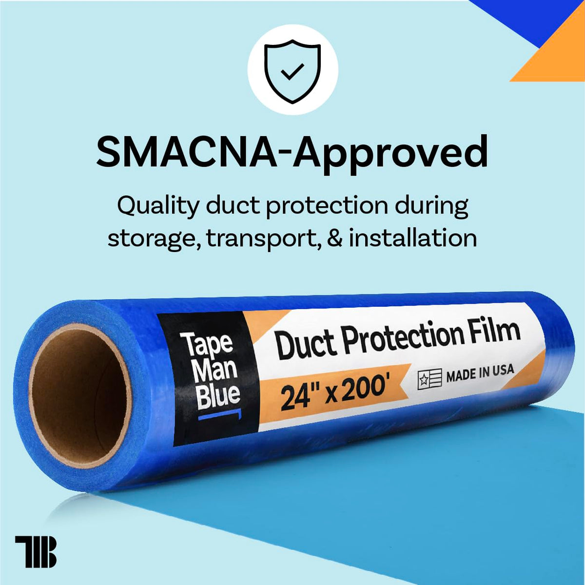 TapeManBlue duct protection film proudly made in the USA for quality protection.