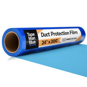 TapeManBlue duct protection film blue roll shields ductwork during storage and transport.