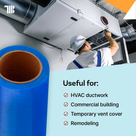 TapeManBlue duct protection film cleanly removes without residue after installation prep.
