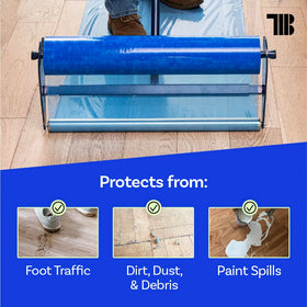 TapeManBlue floor protection film suitable for painting, moving, and construction projects