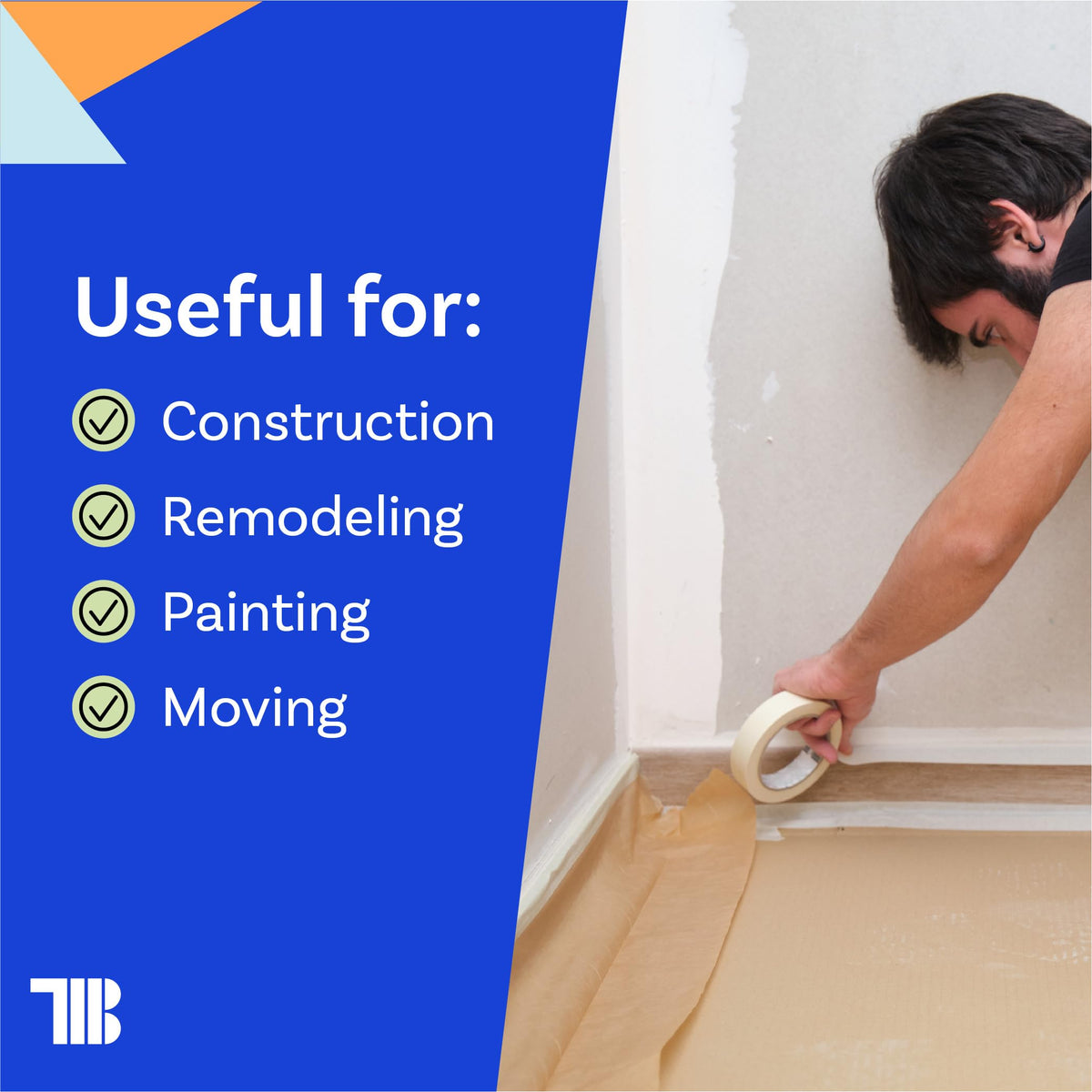 TapeManBlue made-in-USA floor protection paper ready for professional projects.