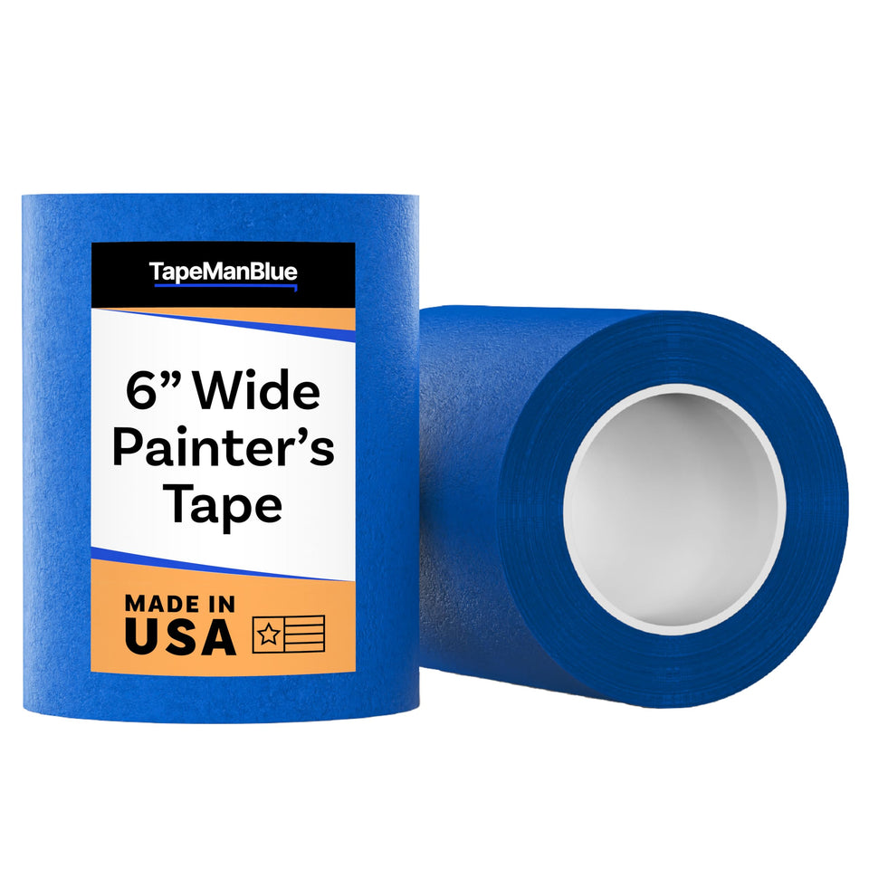TapeManBlue wide painters tape on a 3D printer bed with strong adhesion and clean removal