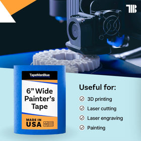 TapeManBlue wide painters tape in a painting project delivering clean lines and easy cleanup