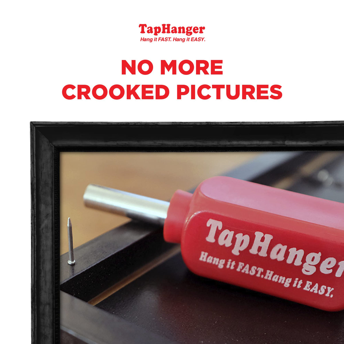 TapHanger removable pinholes show easy frame removal in rentals