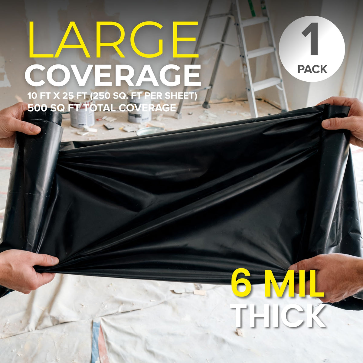 Tapix heavy-duty 6mil black film offering durable weather protection