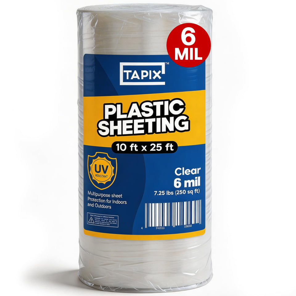 Tapix plastic sheeting 10x25 cover protects floors and surfaces during renovation