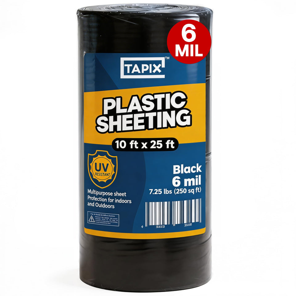 Tapix plastic sheeting 10x25 full sheet for surface protection during projects