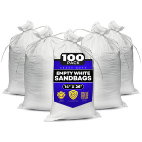 Tapix sandbags with ties 14x26 pack 100 ready for flood barrier setup.