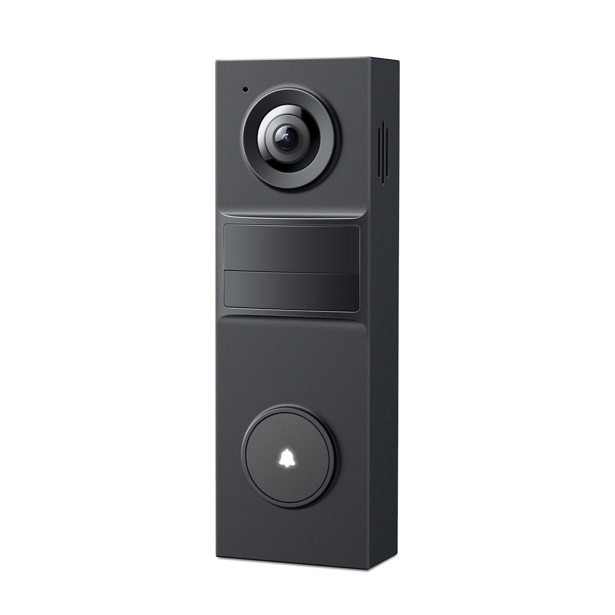 Tapo D205 2K doorbell front view showing crisp entry detail and hardware.