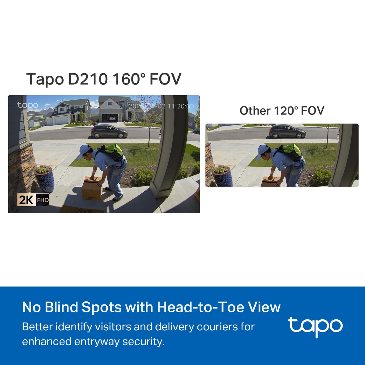 Tapo D210 160-degree wide view for comprehensive entryway coverage