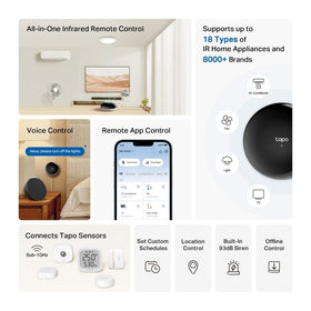 Tapo H110 Matter-certified hub enables voice control via Alexa, Google, or Siri.