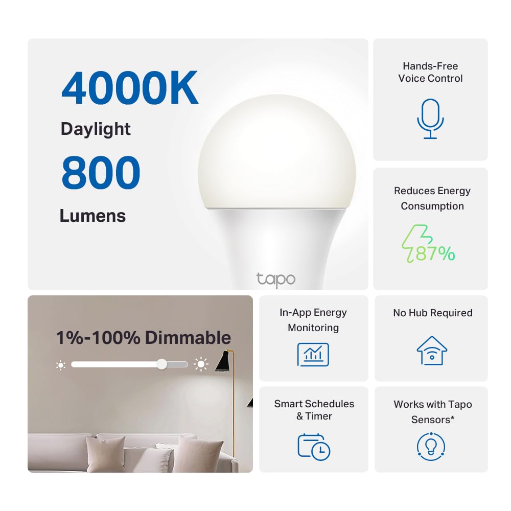 Tapo L520E dimmable brightness supports reading and relaxing moods