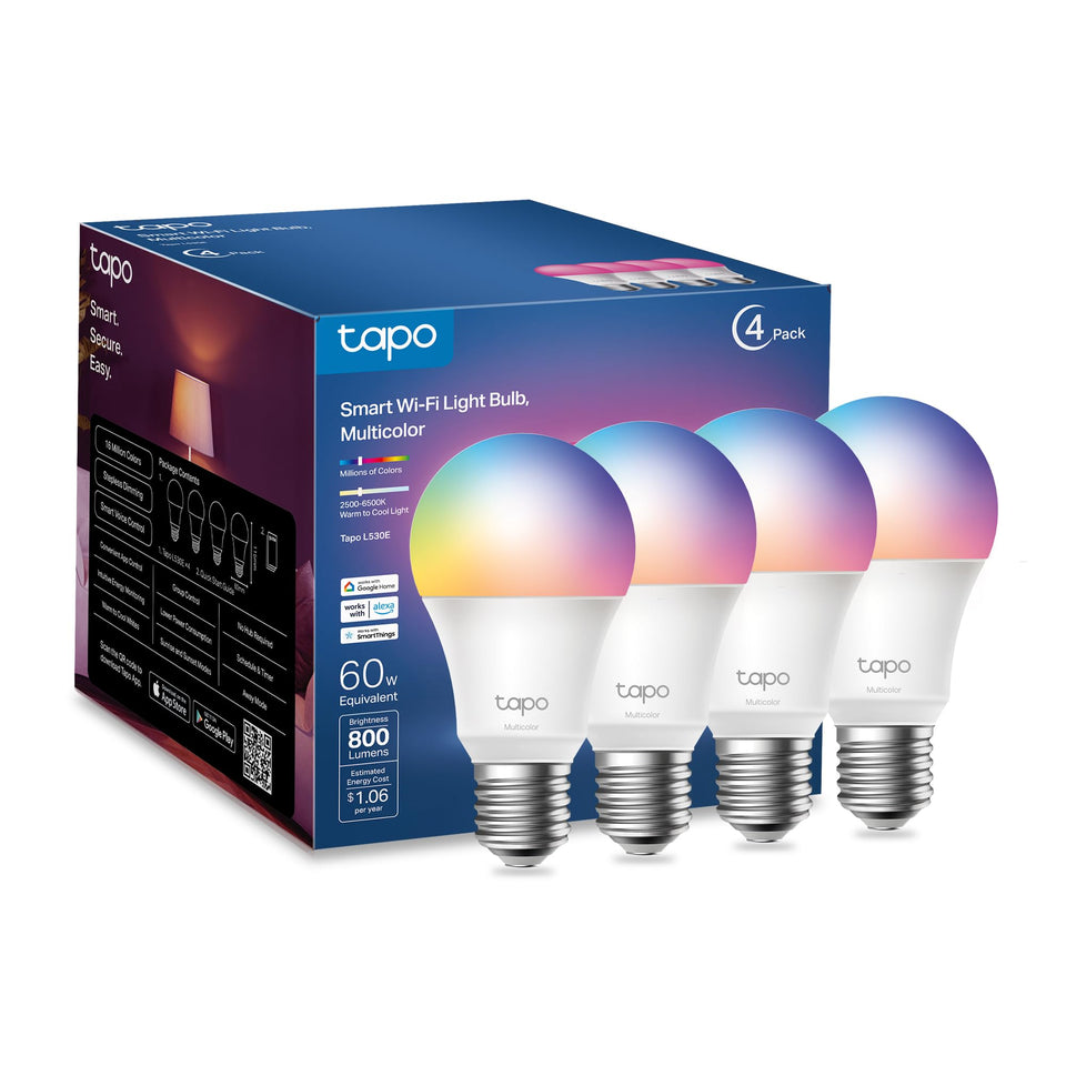 Tapo L530E 4-pack with 16 million colors for vibrant living room lighting