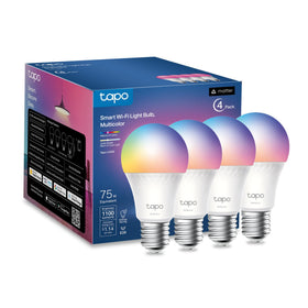 Tapo L535E 4-pack box, showcasing easy setup and smart home compatibility.