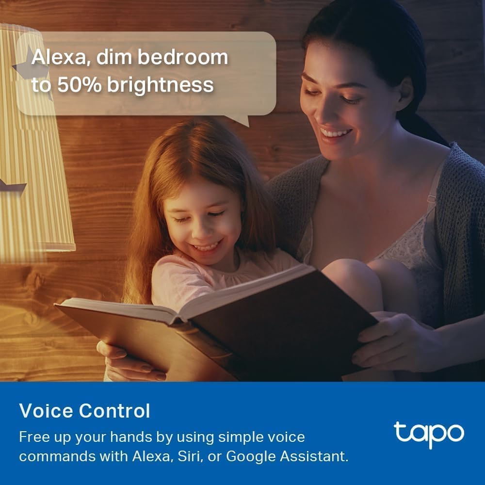 Tapo L535E voice-control compatibility with Siri, Alexa, and Google Assistant.