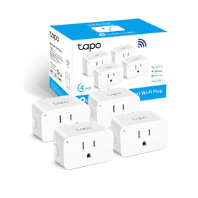 Tapo P105 4-pack front view showing compact design for outlet space efficiency
