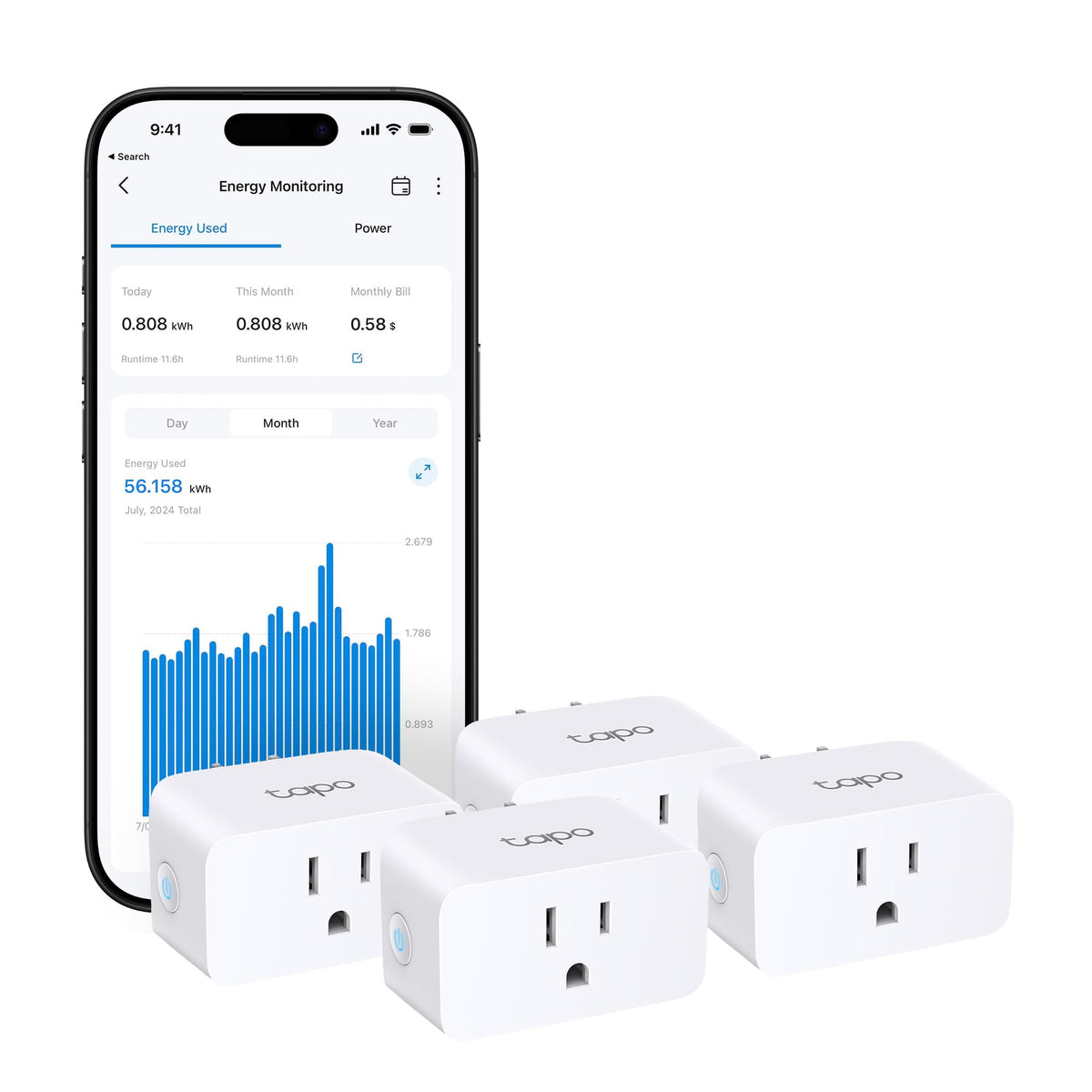 Tapo P110M mini smart plug demonstrates compact outlet design for tight spaces and multi-plug setups.