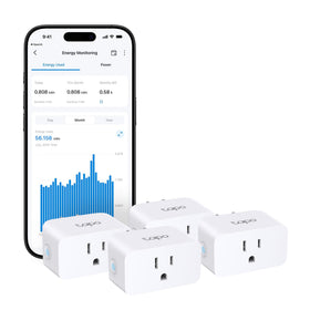 Tapo P110M mini smart plug demonstrates compact outlet design for tight spaces and multi-plug setups.