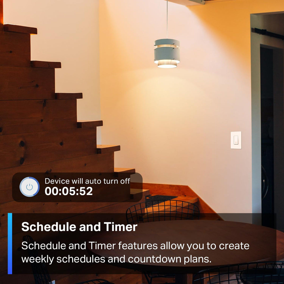 2.4 GHz Wi-Fi setup with neutral wire requirement for easy installation.